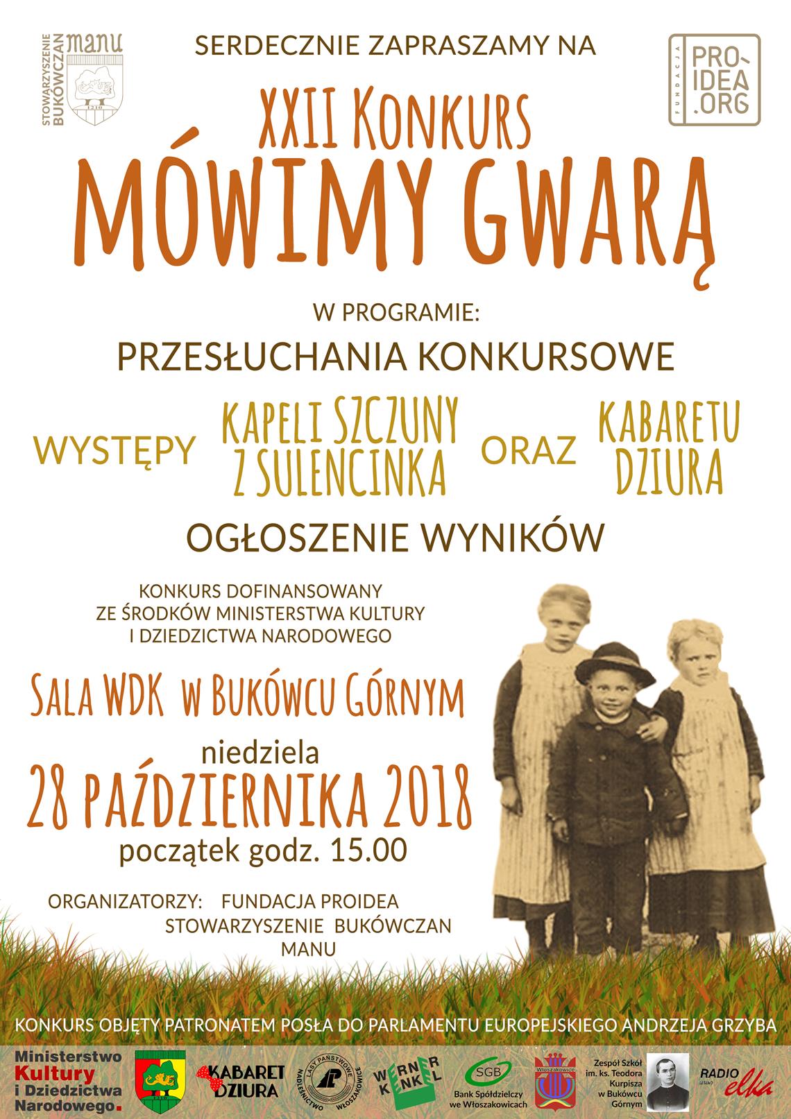 XXII KONKURS MÓWIMY GWARĄ 2018 - info